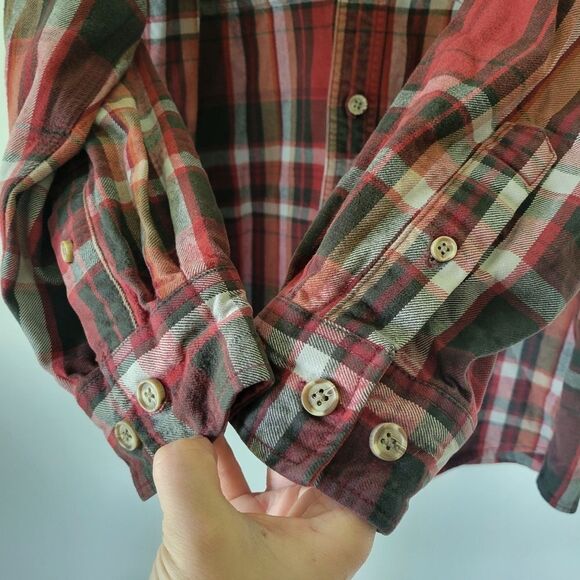 Ridgecut Toughwear Red and Green Plaid Flannel Shirt Men's Large - Picture 4 of 7